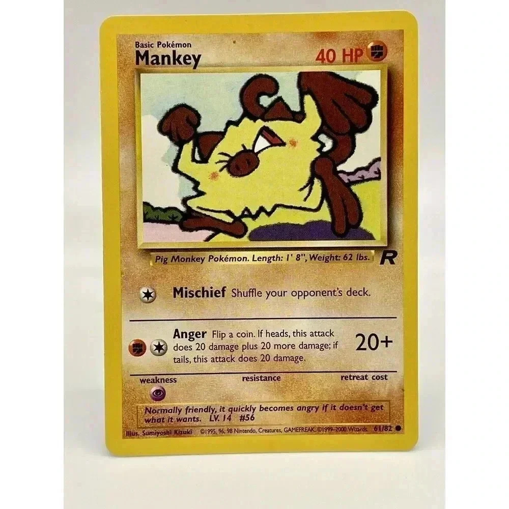 Mankey 61/82 Rare Pokemon Card Non Holo Vintage 2000‎ NM WOTC